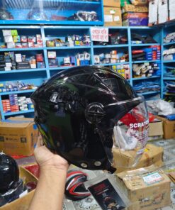 STUDDS RAY Super ISI Certified Open FACE Helmet for Men and Women with D - Ring Lock Black M