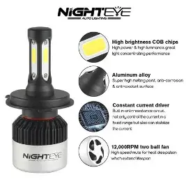 NIGHTEYE H4 LED Headlight Bulb 72W/Pair 36W/Bulb 9000LM 6500K Super Bright IP68 Waterproof Car Motorcycle Light - Image 4